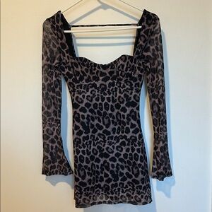 Leopard Print Long Sleeve Dress